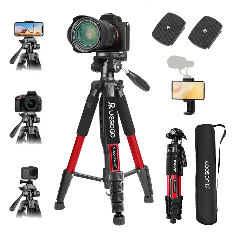 4" Heavy-Duty Aluminum Portable Photo Floor Tripod Stand with 360° Ball Head & Screw Mount, Adjustable Height, Fits DSLRs, Phones & Projectors, Ideal for Outdoor Shots, Vlogs & Live Streams, Max Load 10 lbs