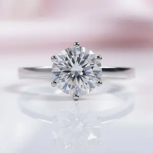 2.0Ct 8mm 6 Prong Diamond Option Stacking Solitaire Ring Set