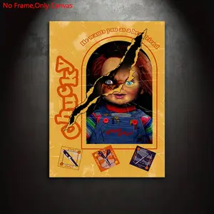 1 piece/set Frameless Canvas Painting Print Poster, Canvas Prints, Minimalist Realistic Art, Horror Doll Chucky, a great gift for movie fans and home decor, Artwork