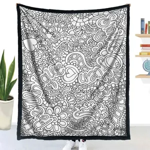 Heart Flower DIY Painting Blanket Ultra Soft Flannel Creative Art Project Cozy Warm Bedroom Couch Sofa Throw Decor No Paintbrush Included Decorative Throw Perfect Birthday Gift Christmas Gift for Kids Adults Couples Coloring Activity Style