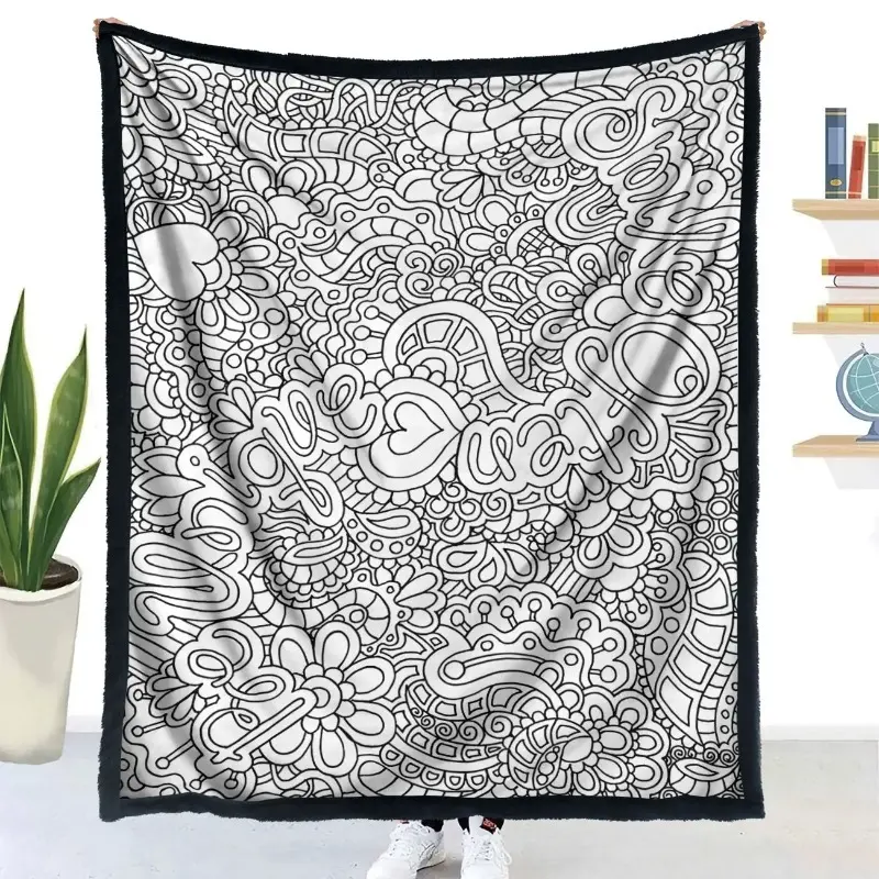 Heart Flower DIY Painting Blanket Ultra Soft Flannel Creative Art Project Cozy Warm Bedroom Couch Sofa Throw Decor No Paintbrush Included Decorative Throw Perfect Birthday Gift Christmas Gift for Kids Adults Couples Coloring Activity Style