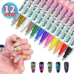 ✨12/24 Color Nail Art Marker - Water-based Fine Tip No Smudge | DIY Cartoon Nails #diynails #NailArtMarker
