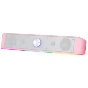 GS560 RGB Desktop Soundbar, 2.0   Speaker with Dynamic Lighting Bar Audio-Light Sync/Display, -Control Backlit with Volume Knob, USB  w/ 3.5mm ,