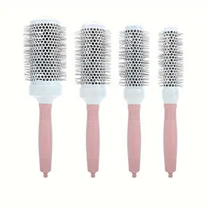 Round Hair Brush Set, 4 Counts/set Anti Static Hairbrush, Wet and Dry Hair Brush, Volumizer Brush, Curly Hair Brush, Heatless Styling Tool for Men and Women