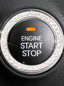 One Piece Of Shiny Car Engine Start Button Cover Diamond Crystal Button Ignition Button Ring Spark Ignition Button Cover Water Drill Keyless Ignition Ring Universal Car Accessory (White)