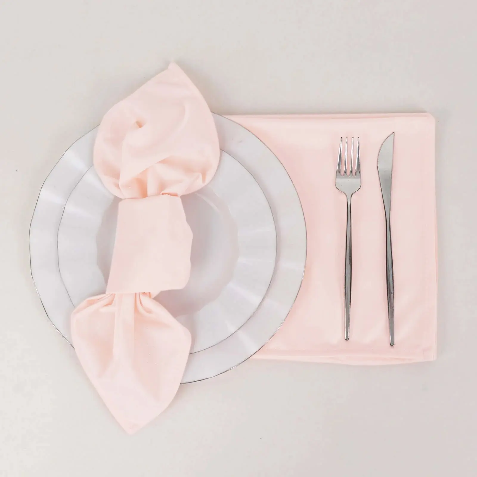 Blush Pink Reusable Scuba Dinner Napkins, 5-Pack, 20"x20", Durable Kitchen Table Napkins, Reusable Napkins