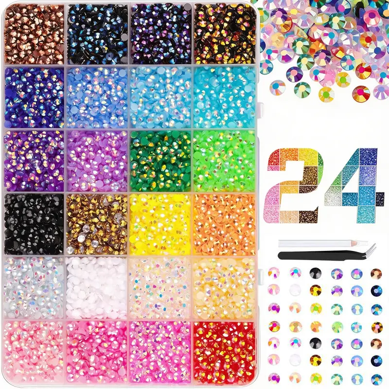 Shiny Mixed Color 3mm Resin Flat Back Rhinestones, DIY Decorative Rhinestones Supplies for Nail Art, Eye Makeup, Shoes & Fashion Accessories