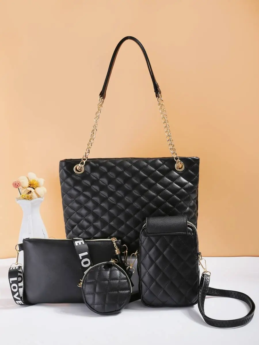 Must-Have Fashion! 4-Piece Lace Hollow-Out Bag Set, Handheld & Crossbody, Stylish & Spacious, Versatile For Various Occasions, Hot-Selling Cross-Border Item!