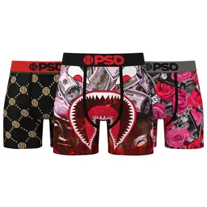 PSD Men's Rich Ruby Mid Length 5 Inch Inseam 3-Pack Boxer Brief, Multi, XL