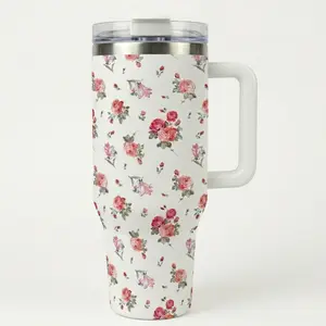 Mother's Day Collection 40oz Insulated Tumbler with Handle & Straw,Aesthetic Floral Stainless Steel Coffee Cup, 2026 Graduation Gift for Her, Cute Easter Gift,Portable Leakproof Car Thermos, Vibrant Spring Flower Garden Party Decor,Mother's Day Gift