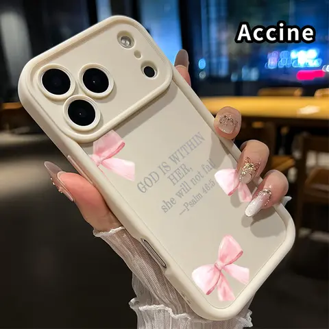 Soft TPU Protective Shockproof Cover for iPhone 17 Pro Max,16 Plus,15,14,13,12,11,Air E - Durable Protector, Anti-Drop Drop Guard, Flexible Hug Fit, Raised Edges, Pretty Pink Bow Bumper Smartphone Cellphone Case Accessory