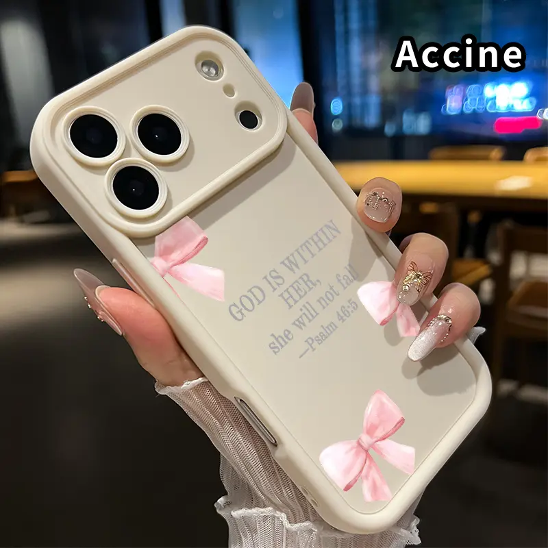 Soft TPU Protective Shockproof Cover for iPhone 17 Pro Max,16 Plus,15,14,13,12,11,Air E - Durable Protector, Anti-Drop Drop Guard, Flexible Hug Fit, Raised Edges, Pretty Pink Bow Bumper Smartphone Cellphone Case Accessory