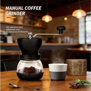 2026 New Large Capacity Glass Hand-Crank Manual Coffee Grinder Set, Easy-To-Use Manual Coffee Grinding Machine, Essential Kitchen Tool