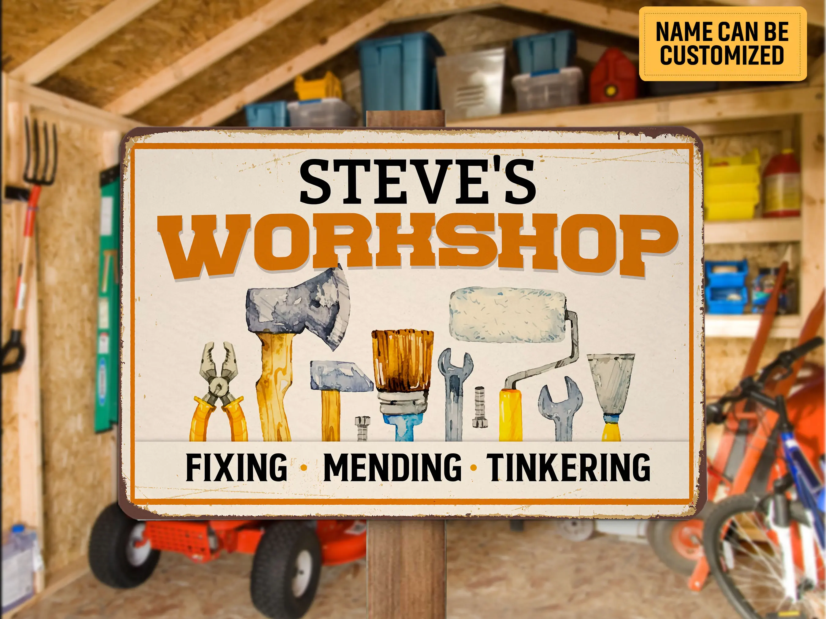 Custom Workshop Metal Sign Vintage He Shed Garage Sign Man Cave Decor Men Gift