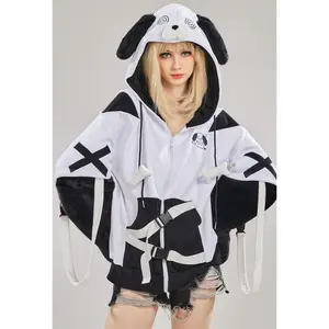Micotaku Dog Paw Hoodie Black And White Dog Paw Design Outfit