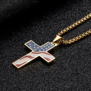 ModelName Flag Cross Necklace, Elegant Design