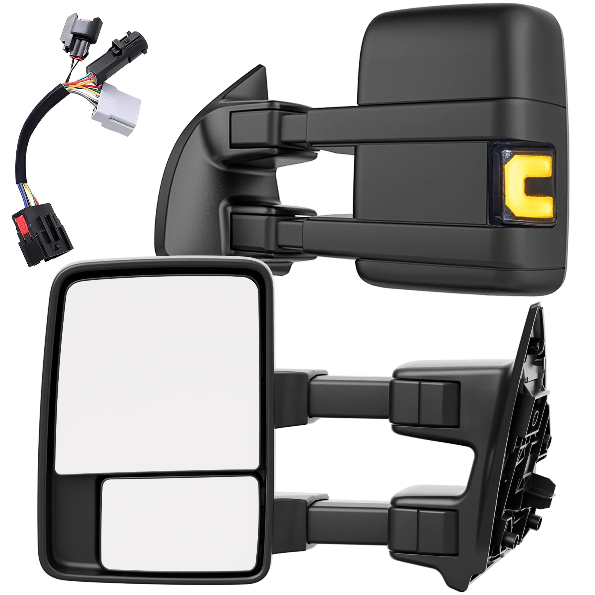 Switchback Signal Power Heated Tow Mirrors Compatible with Ford 1999-2016 F250 F350 F450 F550 Super Duty, 2001-2005 Excursion, Extended Trailer Towing Side Mirrors w/SEQ Turn Signal, Running Light