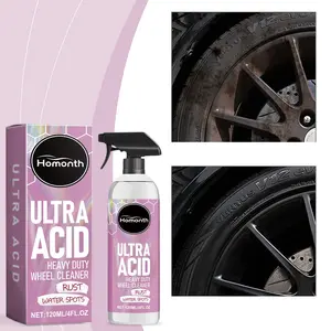 WheelShine Pro Ultra Acid Heavy Duty Wheel Cleaner 120ml - Brake Dust Remover & Tire Shine Spray for Cars Trucks SUVs Prevents Aging Dust Buildup Easy Application Foam Cleaner chinese Rust and Water Spot Cleaner Tire Care Cream and Protection