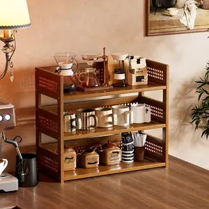 Multi-Layer Storage Rack, Kitchen Spice Rack, Desktop Organizer, Bamboo Office Desk Holder, Independent Display Stand, Display Shelf, Suitable for Office, Dormitory, Home