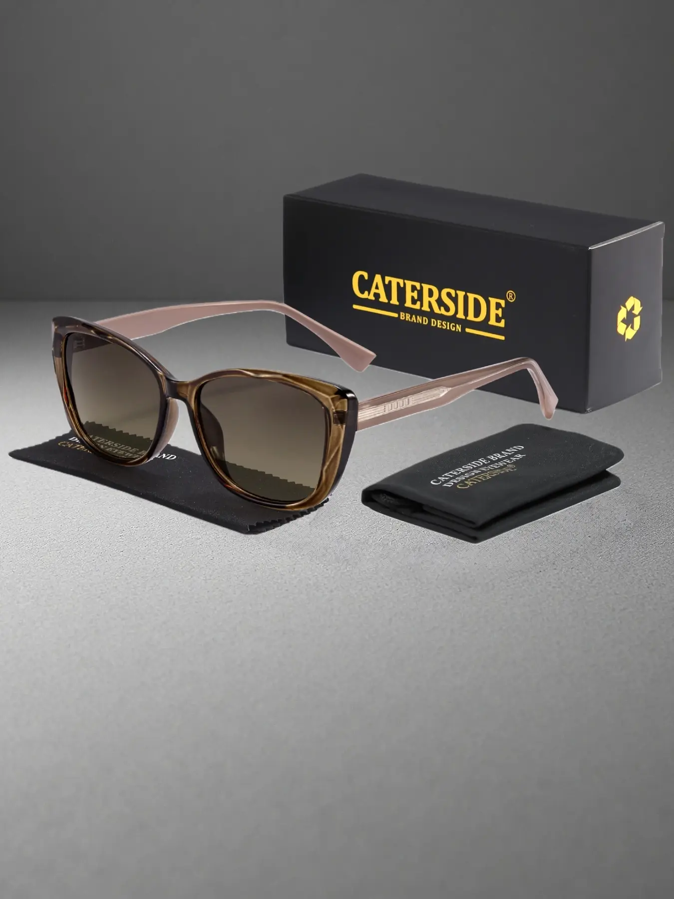 Caterside Cat Eye Tr Frame Glasses, Casual Style UV Protection, Lightweight Design for Beach Travel Music Festivals & More