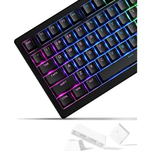 x XVX Doubleshot PBT Keycaps 60 75 100 Percent - Shine Through Keycaps, for Mechanical Keyboards, Full 137 Key Set, OEM Profile, Backlit - Black