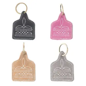 Boot Stitch Key Fob Key Chain in Black Pink Beige & Gray with Elegant Stitching Design