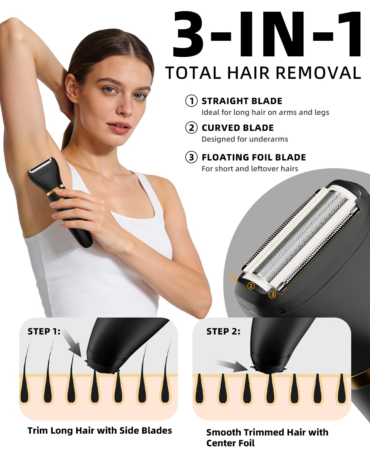 Manscape Body Hair Trimmer for Men:Hair Trimmer, 3 in 1 Versatile Electric Shaver for Groin,Face,Beard,Nose,Waterproof Body Groomer with Ceramic Blades, Mens Gifts