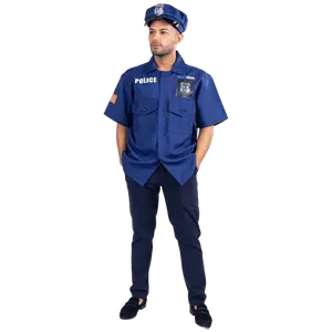 Police Officer Costume For Adults | Role Play Costume Set with Shirt, Necktie & Hat - Menswear Police Uniform - One Size Fits Most