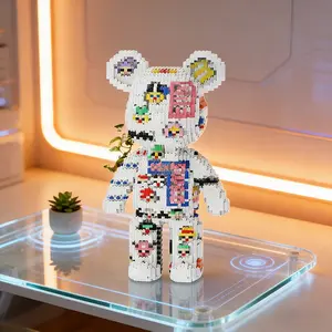 Pixel Code Bear 3D Puzzle Building Block Ornament, Perfect for Home Office Decor and Party Decoration, Ideal Gift for Holidays and Special Occasions