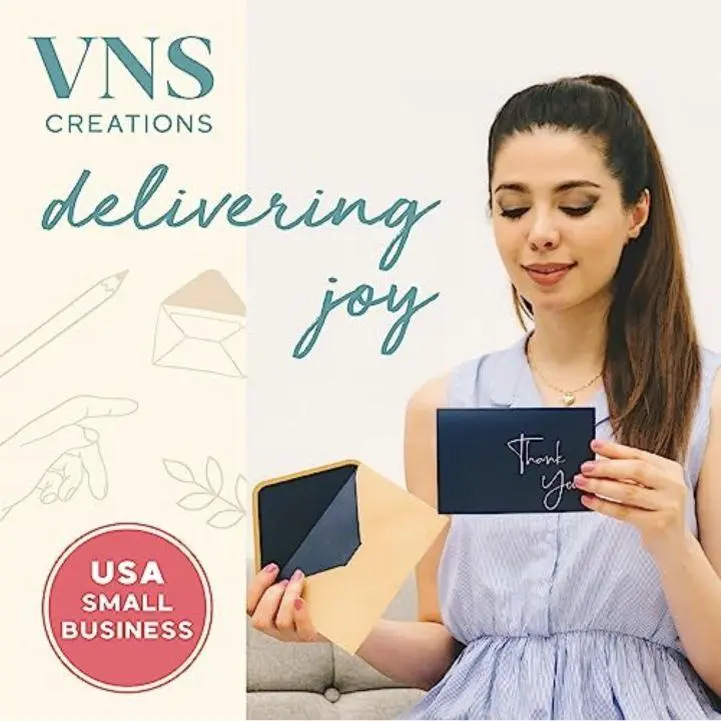 VNS Creations Blue Thank You Card - USA Small Business - Perfect for Expressing Gratitude - High-Quality Design