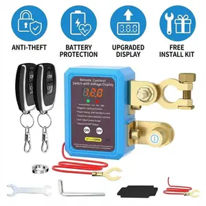 12V Vehicle Remote Control Car Power Cutoff Switch - Digital Voltage Screen, Anti-Theft Battery Disconnect Switch