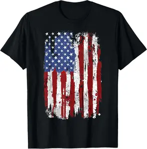 100%cotton USA Flag American Flag USA USA 4th of July T-Shirt