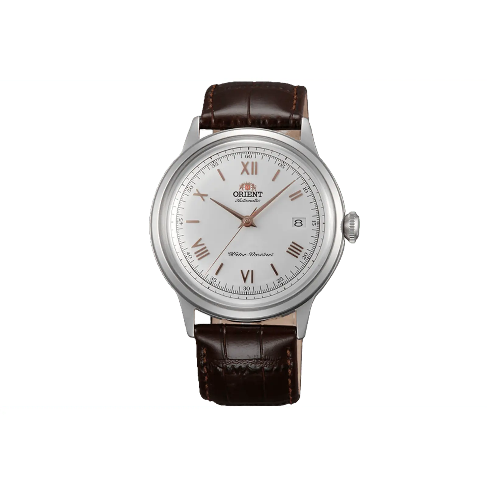 Orient Bambino Version 2 Men's 40.5mm Automatic Analog Mechanical Dress Watch, TAC00008W0, Leather Band with Buckle, Stationary Bezel, Date Dial, 12 Months Warranty, Analog Mechanical Watches, Classic Analog Watch