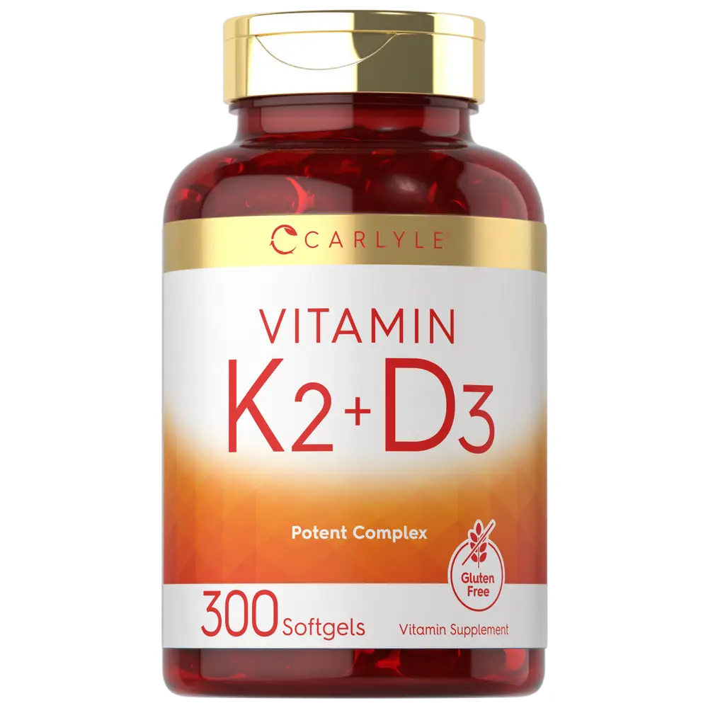 Carlyle Vitamin K2 and D3 Supplement | 300 Softgels | 200mcg K2 MK7 & 10,000 IU D3 | Non-GMO, Gluten Free