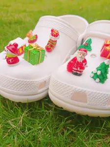 12-Piece Christmas Shoe Accessories Set, 3D Resin Holiday Decorations, Party Favors, Unisex Xmas Gifts, All-Season Use
