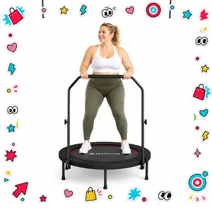 SkyBound 600 LBS Tested Foldable Mini Trampoline, 40'' Fitness Rebounder with Springs/Bungees, Foldable Mini Trampoline with Bungees/Springs，Adjustable U-Bar Handle, Stable Quiet Indoor/Outdoor Exercise Equipment Home Gym Kit tiktokshopspringglowup
