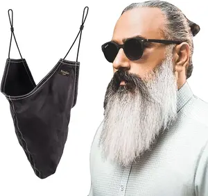 Kenllas 100% Mulberry-silk Beard Bandana - Large Adjustable Beard Bonnet for Men