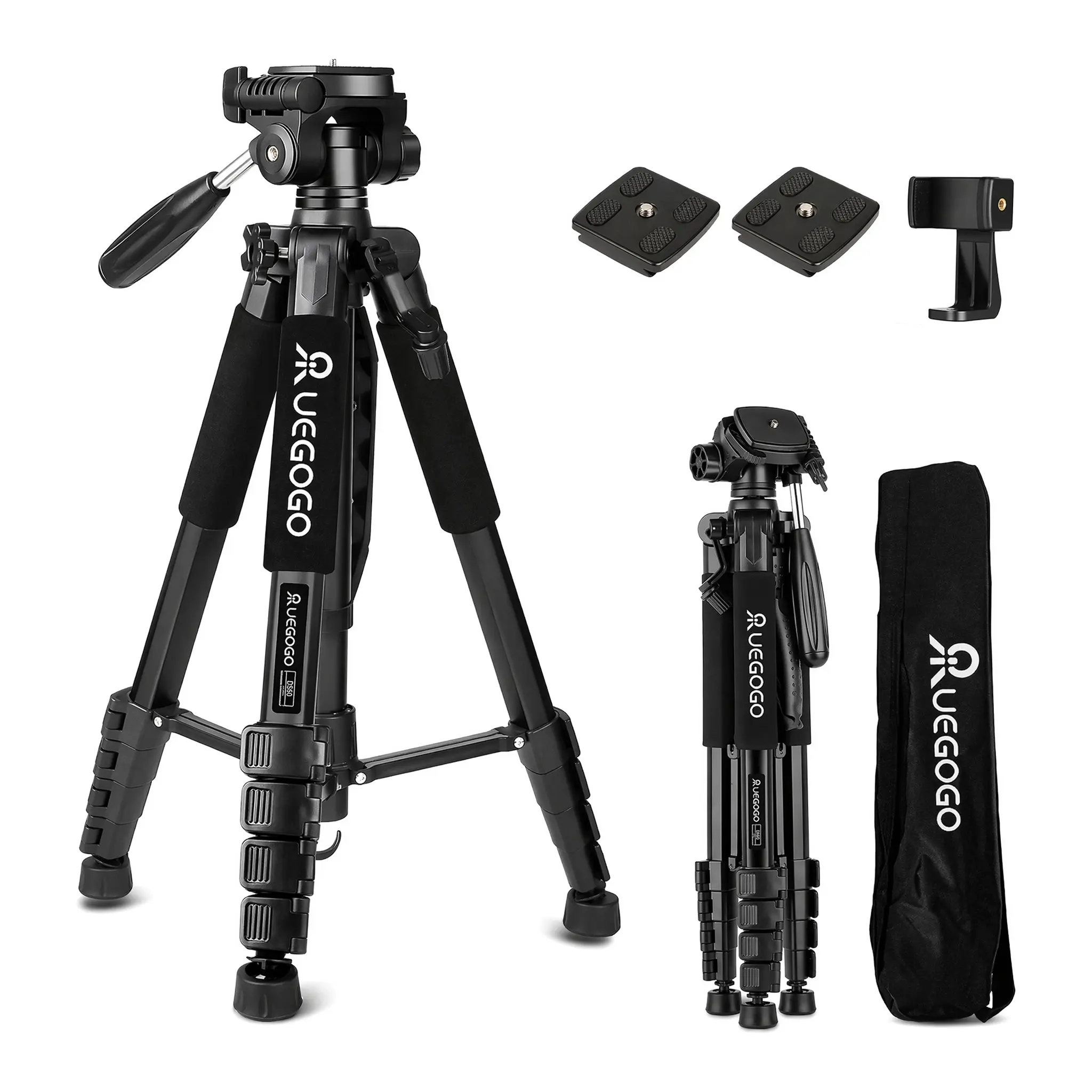 9928n Durable Adjustable 3-Way 74-Inch Heavy-Duty Aluminum Camera Tripod with 360° Panoramic Ball Head, Quick Release, Phone Holder, Carrying Bag (Max Load 8.8LB) – for Photographers, iPhone, Canon, Nikon, Sony DSLRs, GoPro