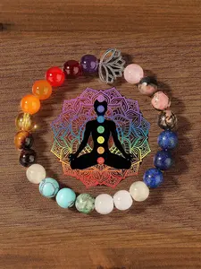 7 Chakra Natural Crystal Gemstone Beaded Bracelet, Chakra Healing Crystals, Spiritual Jewelry for Sports Leisure Yoga, Unisex Chakra Balance Gift with Mystic Energy