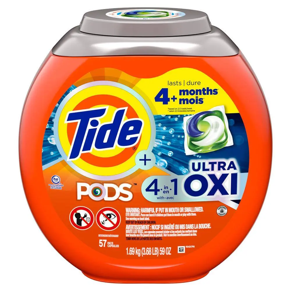 Baby Laundry Detergent Pods, 57-Count (0.54 lb), 4-in-1 Ultra Oxi Capsules for Clothing Care, Scent-Free Antiseptic Laundry Odor Eliminator, P&G, Odor Killer, Premium Detergent Pods, Various Laundry Needs