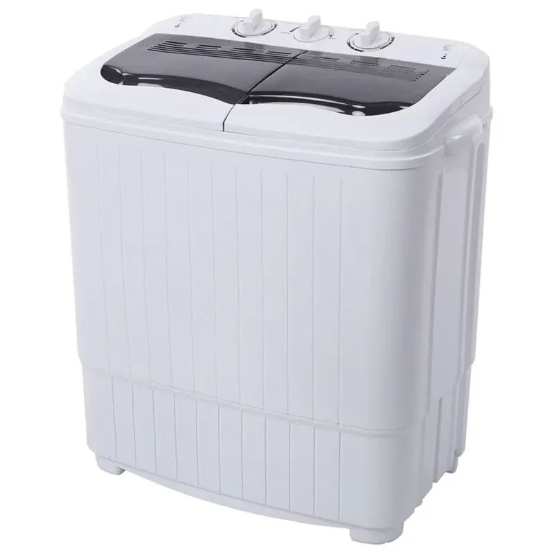 15LBS Portable Washing Machine, Compact Mini Washer Machine & Dryer Combo, Built-in Gravity Drain, Small Twin Tub Washer with Spin Cycle for Laundry Room, Apartments, Dorms, RV's (Grey)