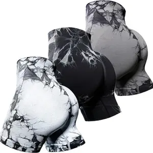 eamless tie-dye sporty tight-fitting three-piece pants, paired with sexy yoga shorts for a flattering figure – high-waisted design that enhances the waist and flattens the belly.