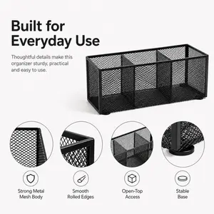 Multifunctional Three-Grid Storage Box for Office Desk, Partitioned Management, Space-Saving, Stable and Anti-Slip, Suitable for Office and Study (DM023)