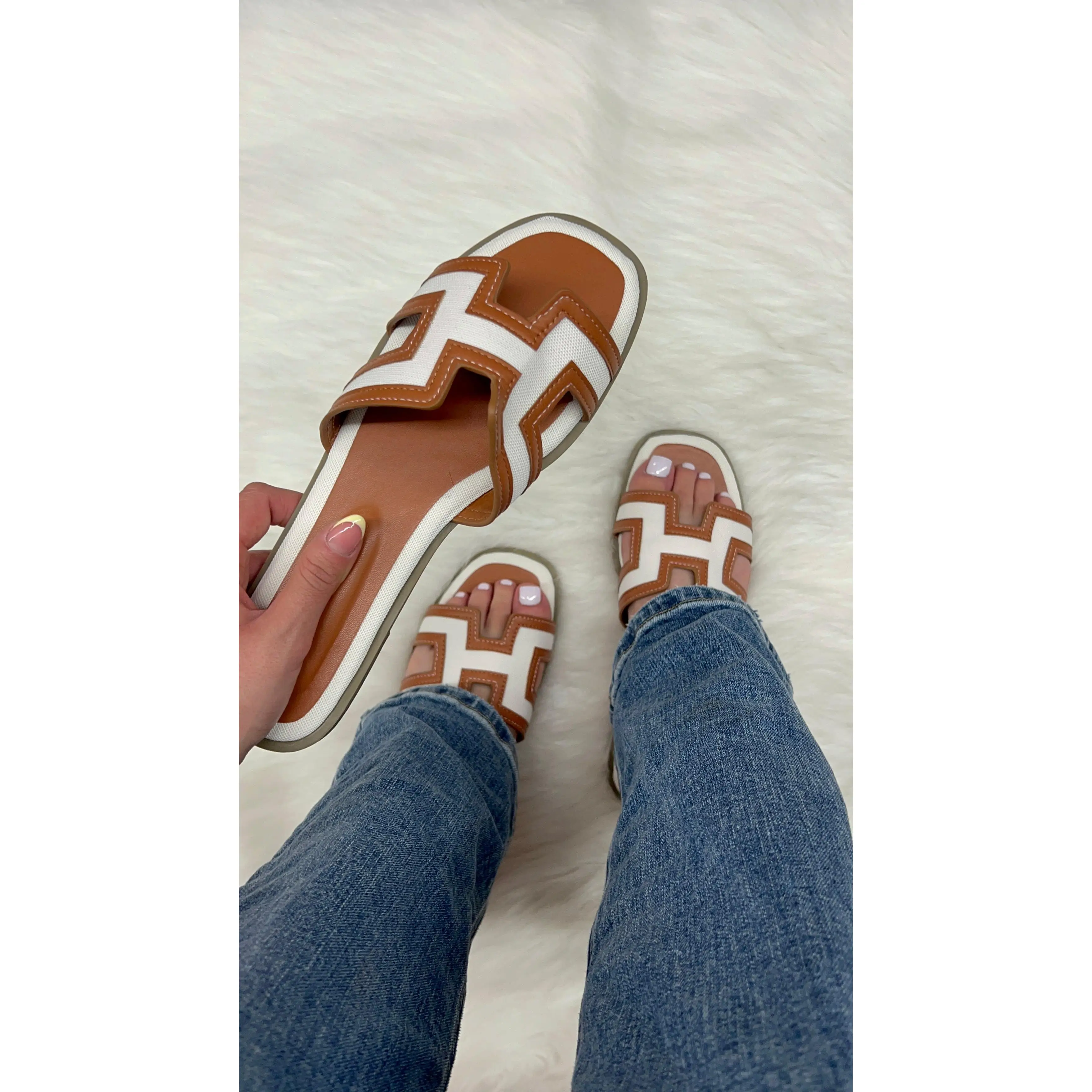 Bianca Slip On Flat Sandal - Wide Fit Sandal