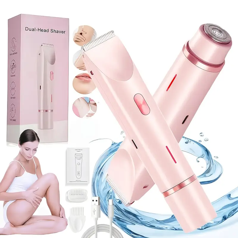 Women's 2-in-1 Rechargeable Electric Hair Remover - Wet/Dry Waterproof Body Trimmer, Multifunctional Shaver for Daily Care, Ideal Gift for Women, Wet/Dry Use