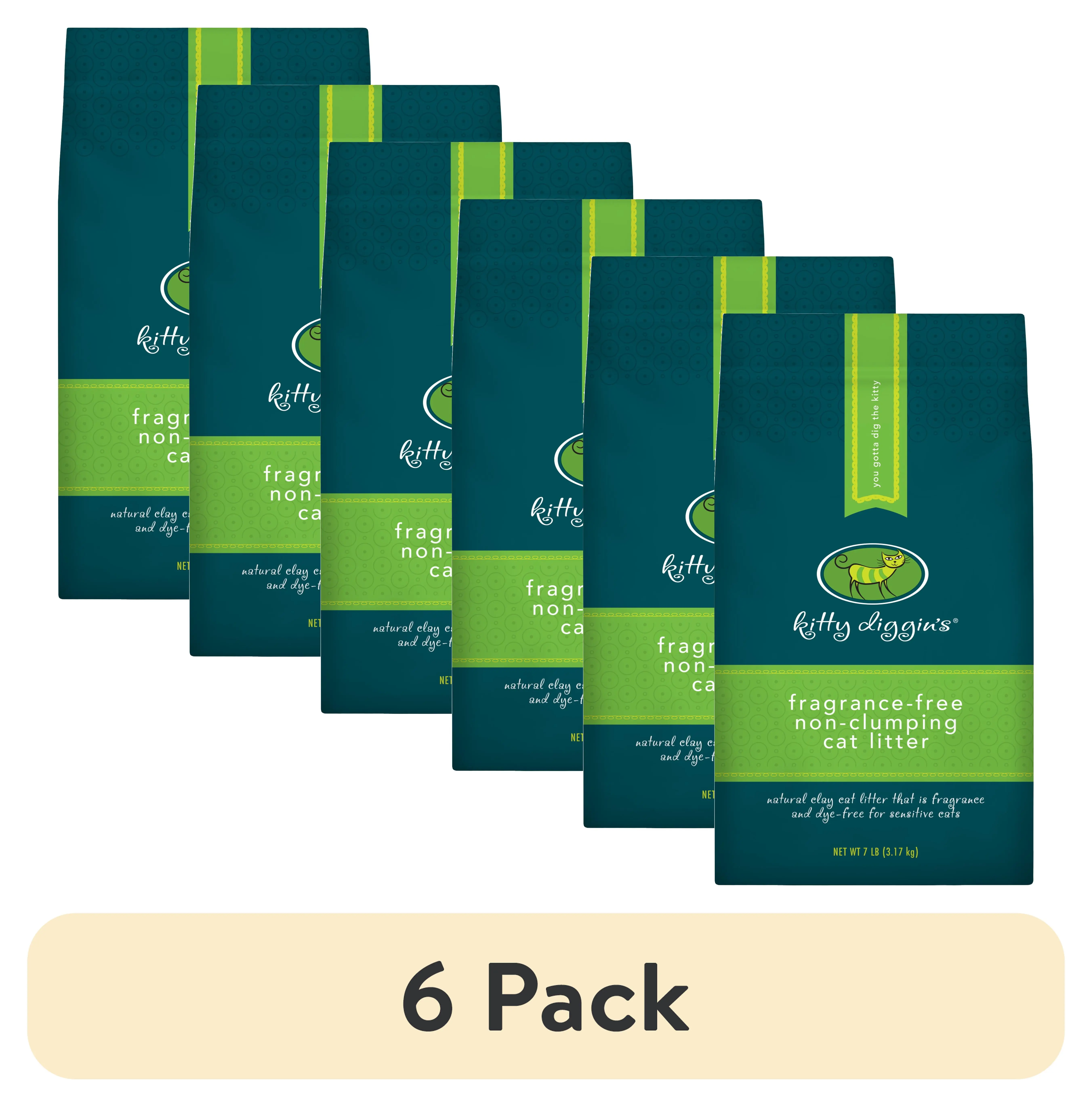 Fragrance-Free Natural Non-Clumping Cat Litter, No Perfumes or Dyes, Lightweight, 7 lb Bags, 6 Pack
