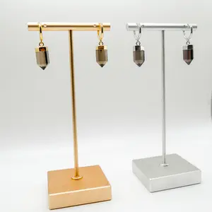 Grounding Smoky Quartz Huggy Hoops