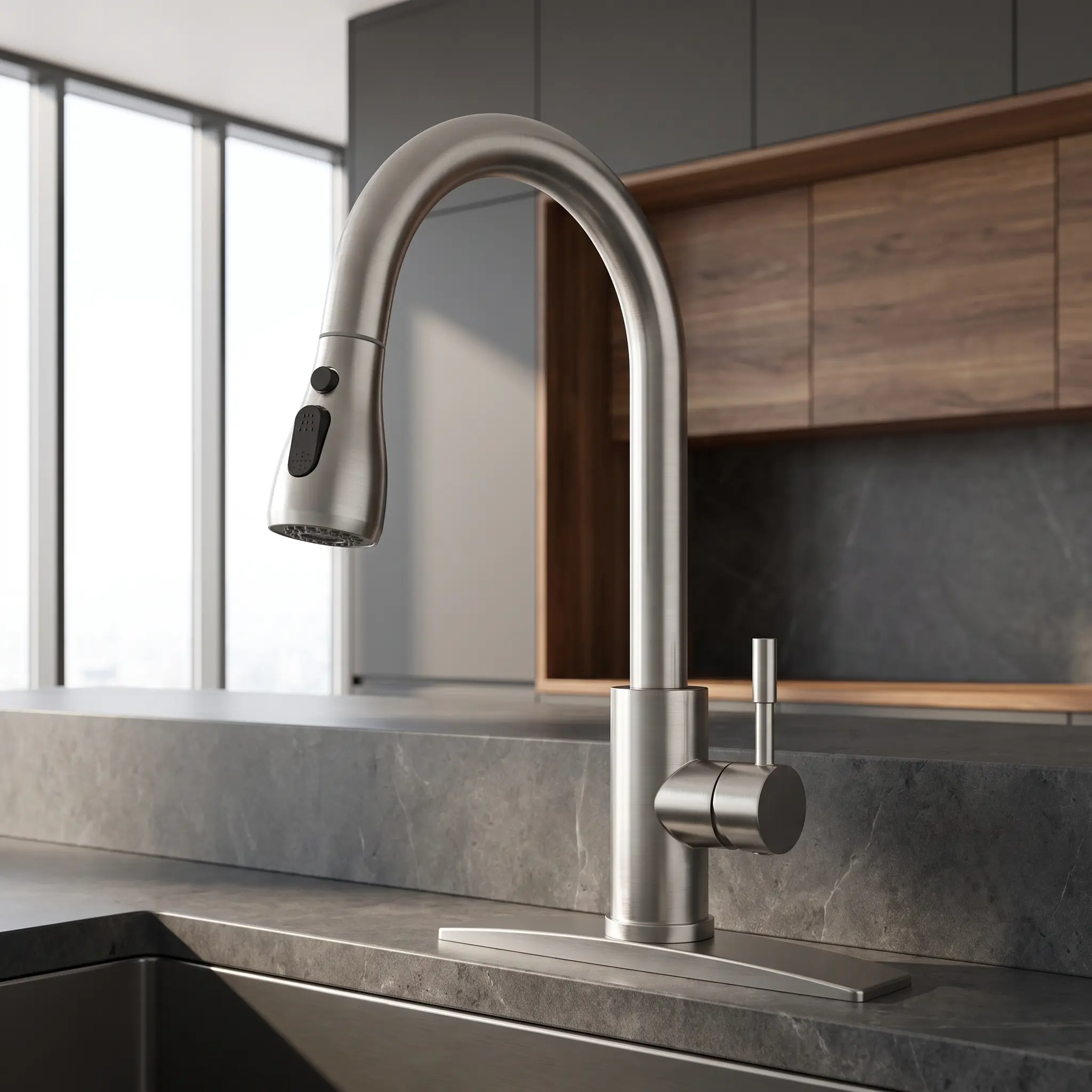 FORIOUS Kitchen Faucet with Pull Down Sprayer Stainless Steel 360° Rotation Sink Faucet Single Handle Pull Out Bathroom Kitchen Faucet homeessentials