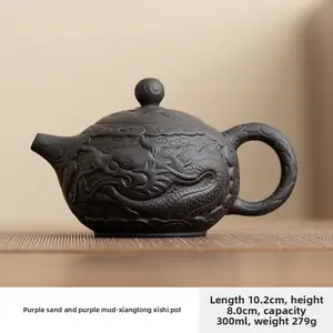 Original ore purple clay teapot for home use, large capacity Xishi teapot, purely handmade tea brewing pot, Kung Fu tea set, single pot tea brewing tool
