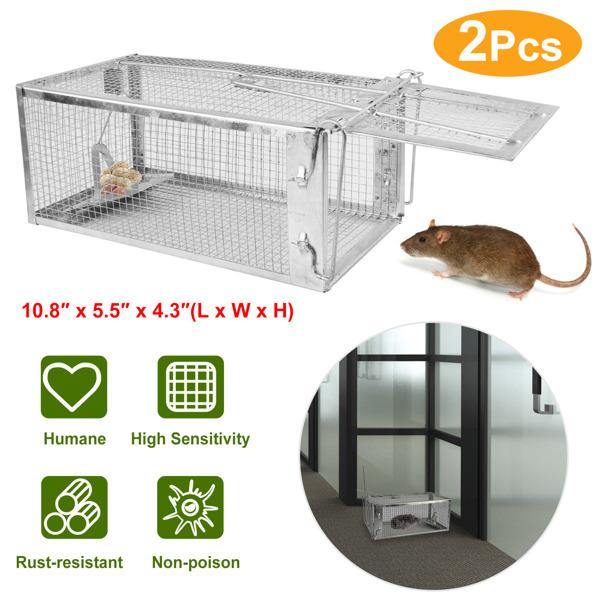 2 pcs Humane Mouse Trap, High Sensitivity Gravity Pedal Auto-Lock Rodent Trap - Sturdy Galvanized Steel, Escape-Proof Small Mesh Design,Small Rodent Animal-Mice Vole Chipmunk Hamsters Live Cage,Catch and Release